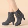 imageAllegra K Womens Ankle Zip Platform High Heel Mid Calf BootsGrey