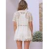 imageAllegra K Womens Beach Cover Up Button Down Short Sleeve Crochet Hollow Out Summer OutfitsApricot