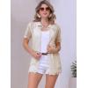 imageAllegra K Womens Beach Cover Up Button Down Short Sleeve Crochet Hollow Out Summer OutfitsApricot