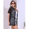 imageAllegra K Womens Beach Cover Up Button Down Short Sleeve Crochet Hollow Out Summer OutfitsBlack