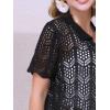 imageAllegra K Womens Beach Cover Up Button Down Short Sleeve Crochet Hollow Out Summer OutfitsBlack