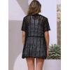 imageAllegra K Womens Beach Cover Up Button Down Short Sleeve Crochet Hollow Out Summer OutfitsBlack
