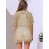 imageAllegra K Womens Beach Cover Up Button Down Short Sleeve Crochet Hollow Out Summer OutfitsKhaki