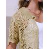 imageAllegra K Womens Beach Cover Up Button Down Short Sleeve Crochet Hollow Out Summer OutfitsKhaki