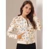 imageAllegra K Womens Bomber Jacket Satin Long Sleeve Zipper Floral Print Casual Fall Coat with Pocket Winter OutwearApricot Blue