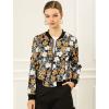 imageAllegra K Womens Bomber Jacket Satin Long Sleeve Zipper Floral Print Casual Fall Coat with Pocket Winter OutwearBlack