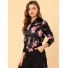 imageAllegra K Womens Bomber Jacket Satin Long Sleeve Zipper Floral Print Casual Fall Coat with Pocket Winter OutwearBlack Pink