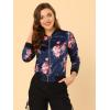 imageAllegra K Womens Bomber Jacket Satin Long Sleeve Zipper Floral Print Casual Fall Coat with Pocket Winter OutwearDark Blue
