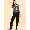 imageAllegra K Womens Bomber Jacket Satin Long Sleeve Zipper Floral Print Casual Fall Coat with Pocket Winter OutwearGray