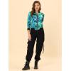 imageAllegra K Womens Bomber Jacket Satin Long Sleeve Zipper Floral Print Casual Fall Coat with Pocket Winter OutwearGreen