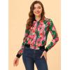 imageAllegra K Womens Bomber Jacket Satin Long Sleeve Zipper Floral Print Casual Fall Coat with Pocket Winter OutwearGreen Pink