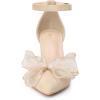 imageAllegra K Womens Bow Heels Closed Toe Chunky Heel Pumps SandalsBeige