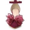 imageAllegra K Womens Bow Heels Closed Toe Chunky Heel Pumps SandalsBurgundy