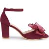 imageAllegra K Womens Bow Heels Closed Toe Chunky Heel Pumps SandalsBurgundy
