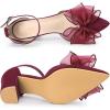 imageAllegra K Womens Bow Heels Closed Toe Chunky Heel Pumps SandalsBurgundy