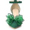 imageAllegra K Womens Bow Heels Closed Toe Chunky Heel Pumps SandalsGreen