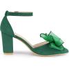 imageAllegra K Womens Bow Heels Closed Toe Chunky Heel Pumps SandalsGreen