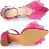 imageAllegra K Womens Bow Heels Closed Toe Chunky Heel Pumps SandalsHot Pink