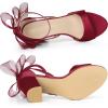 imageAllegra K Womens Bow Shoes Open Toe Chunky Heel SandalsBurgundy