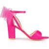 imageAllegra K Womens Bow Shoes Open Toe Chunky Heel SandalsFuchsia
