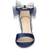 imageAllegra K Womens Bow Shoes Open Toe Chunky Heel SandalsNavy Blue
