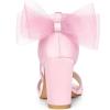 imageAllegra K Womens Bow Shoes Open Toe Chunky Heel SandalsPink