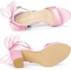 imageAllegra K Womens Bow Shoes Open Toe Chunky Heel SandalsPink