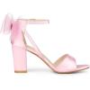 imageAllegra K Womens Bow Shoes Open Toe Chunky Heel SandalsPink