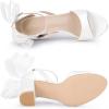 imageAllegra K Womens Bow Shoes Open Toe Chunky Heel SandalsWhite