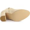 imageAllegra K Womens Buckle Side Zip Chunky Heels Ankle BootsBeige