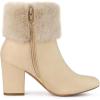 imageAllegra K Womens Christmas Faux Fur Chunky Heel Ankle BootsBeige