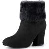 imageAllegra K Womens Christmas Faux Fur Chunky Heel Ankle BootsBlack