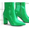 imageAllegra K Womens Chunky Heel Pointed Toe Zipper Ankle BootsGreen