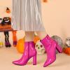 imageAllegra K Womens Chunky Heel Pointed Toe Zipper Ankle BootsHot Pink