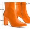 imageAllegra K Womens Chunky Heel Pointed Toe Zipper Ankle BootsOrange