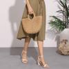 imageAllegra K Womens Chunky Heel Raffia Heels Bohemia Square Toe Slingback Strappy Linen SandalsBeige