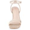 imageAllegra K Womens Chunky Heel Raffia Heels Bohemia Square Toe Slingback Strappy Linen SandalsBeige