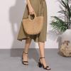 imageAllegra K Womens Chunky Heel Raffia Heels Bohemia Square Toe Slingback Strappy Linen SandalsBlack