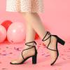 imageAllegra K Womens Clear Strap Block Heels Lace Up Heels SandalsDark Black