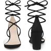 imageAllegra K Womens Clear Strap Block Heels Lace Up Heels SandalsDark Black
