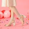imageAllegra K Womens Clear Strap Block Heels Lace Up Heels SandalsLight Beige