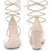 imageAllegra K Womens Clear Strap Block Heels Lace Up Heels SandalsLight Beige