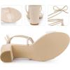 imageAllegra K Womens Clear Strap Block Heels Lace Up Heels SandalsLight Beige