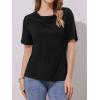 imageAllegra K Womens Cowl Neck Top Short Sleeve Casual Stretchy Blouse ShirtsBlack
