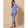 imageAllegra K Womens Cowl Neck Top Short Sleeve Casual Stretchy Blouse ShirtsBlue