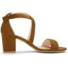 imageAllegra K Womens Crisscross Ankle Strap Block Heel SandalsBrown