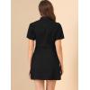 imageAllegra K Womens Denim Dress Button Down Pockets Puff Sleeve Collared Jean DressesBlack