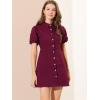 imageAllegra K Womens Denim Dress Button Down Pockets Puff Sleeve Collared Jean DressesBurgundy