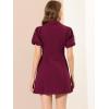 imageAllegra K Womens Denim Dress Button Down Pockets Puff Sleeve Collared Jean DressesBurgundy