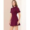 imageAllegra K Womens Denim Dress Button Down Pockets Puff Sleeve Collared Jean DressesBurgundy